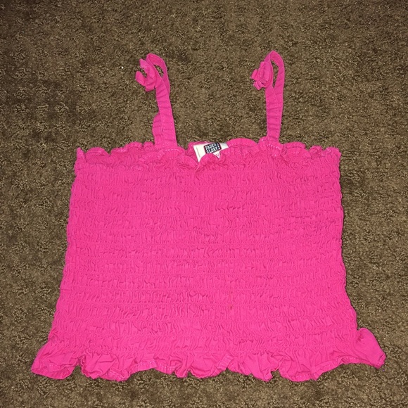 Tank hot pink color size 5 girl stretchy top Summer fun crop EUC - Picture 1 of 4